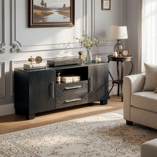 Sunvega Silver and Black Nightstand with Diamond Quilted Drawer Fronts