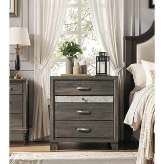Sunvega Contemporary Gray 4-Drawer Chest with Metal Legs and Acrylic Accents