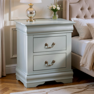 Sunvega Platinum Nightstand with Two Drawers for Bedroom Storage and Organization