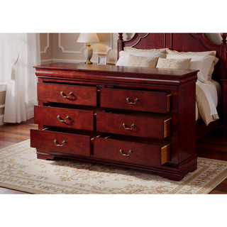Sunvega Dark Gray Dresser with Six Spacious Drawers and Brushed Nickel Handles