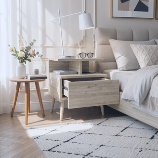 Sunvega Floating Nightstand with Large Drawer and Multiple Shelves for Storage or Decor