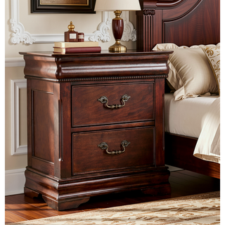 Sunvega Traditional Style Cherry Solid Wood Nightstand with Hidden Top Drawer