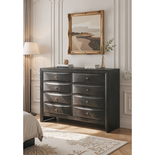 Sunvega Ireland Gray Oak Finish 8-Drawer Dresser with Smooth Glide Drawers