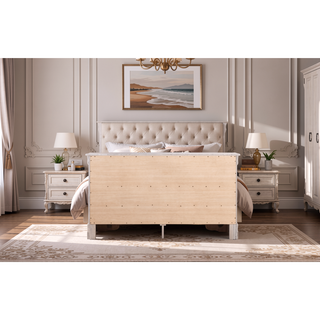 Sunvega Silver Champagne Nightstand with Two Spacious Drawers for Bedroom