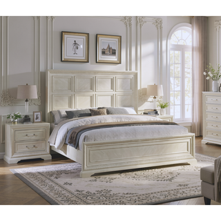 Sunvega Transitional Style White Cream Finish Nightstand with Two Storage Drawers