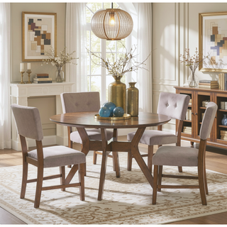 Sunvega Mid-Century Modern Light Oak Finish 52-inch Round Dining Table with X-Base