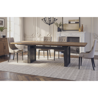 Sunvega Double Pedal Table in Latte Finish with Leaf and Elm Veneers