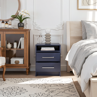 Sunvega Modern Nightstand with Two Spacious Drawers and Metal Handles for Bedroom