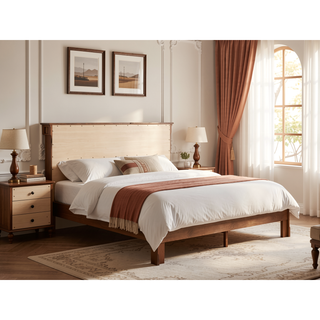 Sunvega Dark Brown Tufted Polyurethane Upholstered King Size Bed Frame