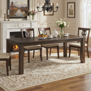 Sunvega Rectangular Acacia Wood Dining Table with Straight Legs 79 Inch