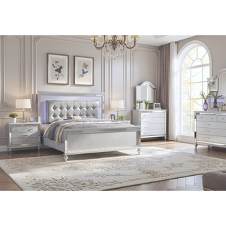 Sunvega Sterling Mirror Framed 5-Drawer Chest with Spacious Drawers and Metallic Finish