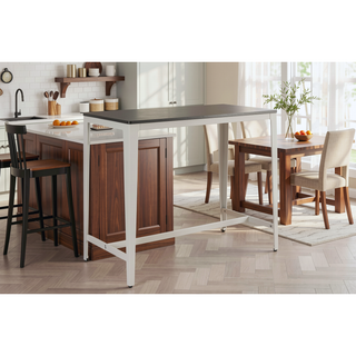 Sunvega Minimalist Farmhouse Style Counter Height Table with Brown MDF Top