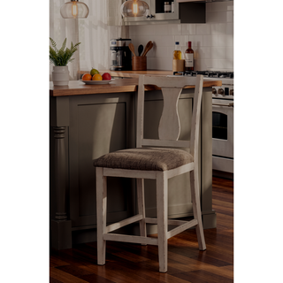 Sunvega Rustic Style Antique White 5pc Dining Set with Plank Design Table