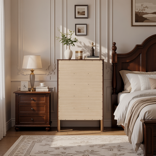 Sunvega Fully Assembled 6 Drawer Dresser with French Dovetail Wood Veneer Finish