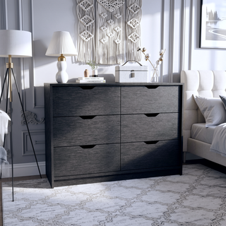 Sunvega Black Double Dresser with 4 Drawers and 2 Pull Down Cabinets