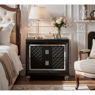Sunvega Sawyer Nightstand with Two Spacious Drawers and Sparkling Trim