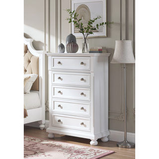 Sunvega White Chest with Felt Lined Drawer and Dovetail Joints for Bedroom