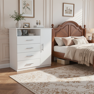 Sunvega Wall Mounted Shoe Cabinet with Mirror Door and Five Shelves