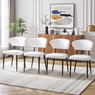 Sunvega Ergonomic Dining Chair with Curved Backrest and Soft PU Cushion for Comfortable Seating