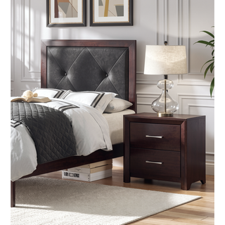 Sunvega Dark Gray Finish Nightstand with Chrome Tone Handles for Bedroom
