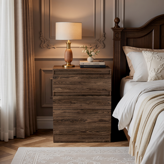 Sunvega Dark Walnut Jewelry Box Dresser with Mirror Door Cabinet and Two Drawers