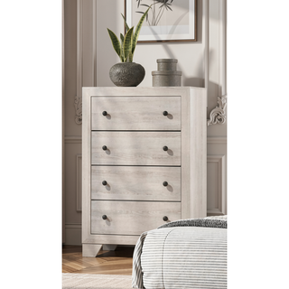 Sunvega Rustic Brown Gray Finish Wooden Nightstand with Two Drawers for Bedroom