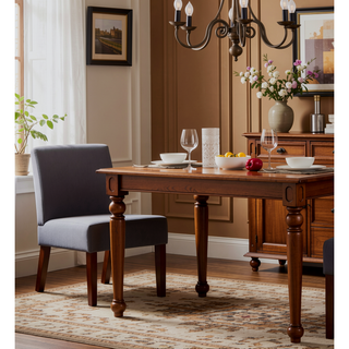 Sunvega Fabric Accent Chair Set of 2 with Round Wood Table for Bedroom