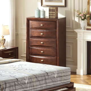 Sunvega Cherry Solid Wood Contemporary Nightstand with 2-Drawers and Nickel Knob Pulls