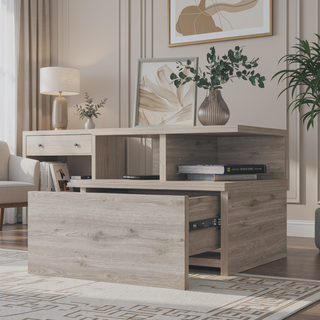 Sunvega Floating Nightstand with 2-Tier Shelf and Spacious Drawer for Easy Storage