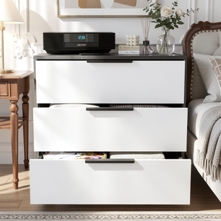 Sunvega Kaia 3 Drawer Dresser with Open Display Top and Large Storage