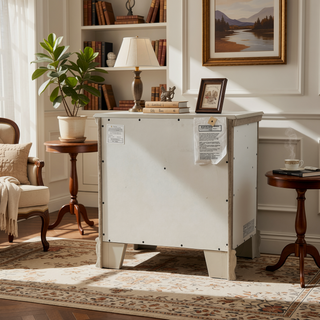Sunvega Grey 3-Drawer Nightstand with Dovetail Joints and Quiet Wooden Glide Mechanisms