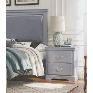 Sunvega Gray Traditional Nightstand with 2 Dovetail Drawers and Satin Nickel Handles