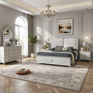 Sunvega Pearl White Finish Luxury Glam 2-Drawer Wooden Bedroom Nightstand
