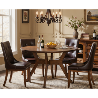 Sunvega Mid-Century Modern Light Oak Finish 52-inch Round Dining Table with X-Base