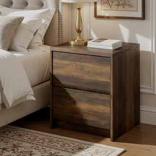 Sunvega Mango Wood Grain Nightstand with Motion Sensor LED Lights and USB Outlets