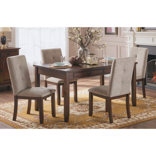Sunvega Dark Cherry Finish Transitional Dining Table with 4 Dovetail Drawers