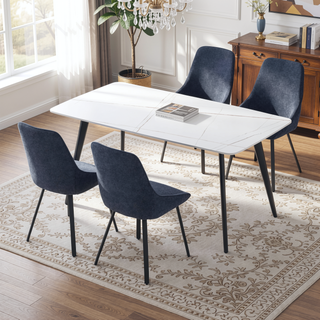 Sunvega 70 inch White Porcelain Kitchen Dining Table for 4-8 People