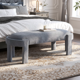 Sunvega Green Velvet Upholstered Bench with Foam Cushioned Seat and Durable Plywood Frame