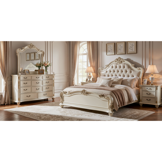 Sunvega Cherry Nightstand with Three Easy Glide Drawers and Velvet Lining