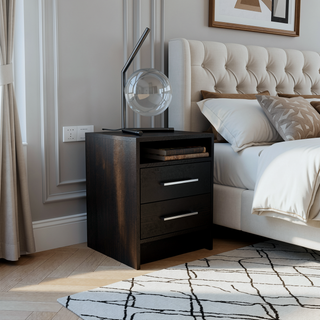 Sunvega Stylish Multifunctional 2-Drawer 1-Shelf Rectangle Nightstand for Bedside Storage