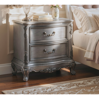 Sunvega Traditional Luxury Nightstand with 2 Drawers in Cherry Oak Finish