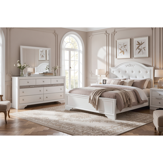 Sunvega Dark Brown Tufted Polyurethane Upholstered King Size Bed Frame