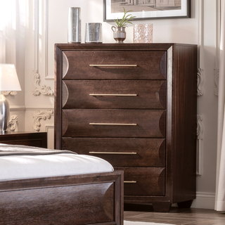 Sunvega Transitional Espresso Solid Wood Chest with Felt-Lined Drawers
