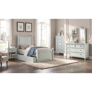 Sunvega White Transitional 2-Drawer Nightstand with Chrome Hanging Pulls