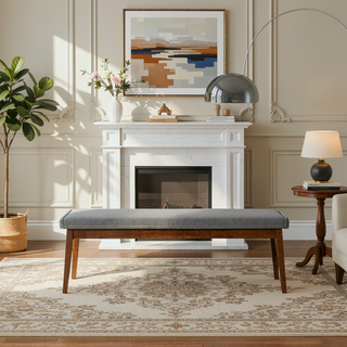 Sunvega Warren Bench in Ash Grey Upholstered Polyester Blend Fabric