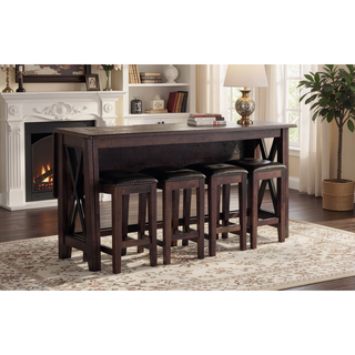 Sunvega Dark Brown Drop Leaf Space Saver Table with 4 Stools