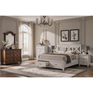 Sunvega 3 Drawer Nightstand with USB Charging Port and Custom Hardware
