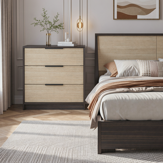 Sunvega Maryland Three Drawer Dresser with Superior Top in Black Wengue Pine Finish