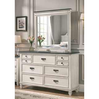 Sunvega Transitional Two-Tone Finish Nightstand with Two Storage Drawers