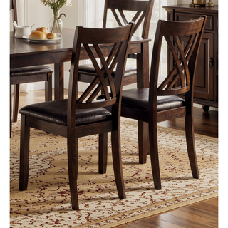 Sunvega Brown Espresso Finish Transitional 7-Pc Dining Set with Lattice Chairs